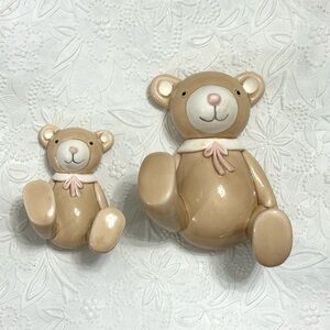 Ceramic Teddy Bear Wall Hooks for Nursery or Toddler
